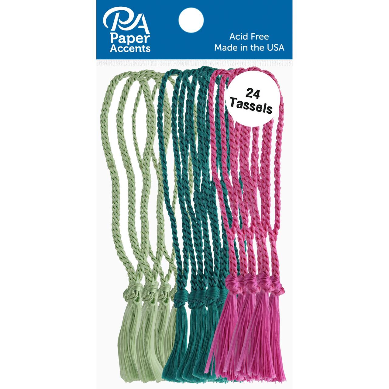 PA Paper&#x2122; Accents Lime, Teal, &#x26; Fuchsia Tassels, 24ct.